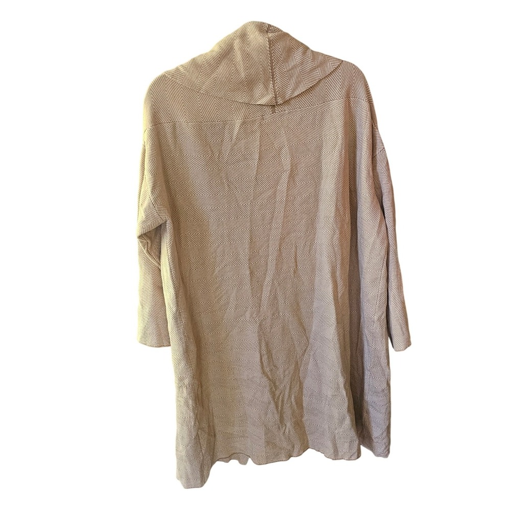 Vita Grace Knit Duster Cardigan Sweater Coat Beige Brown Herringbone Pockets - Picture 6 of 9